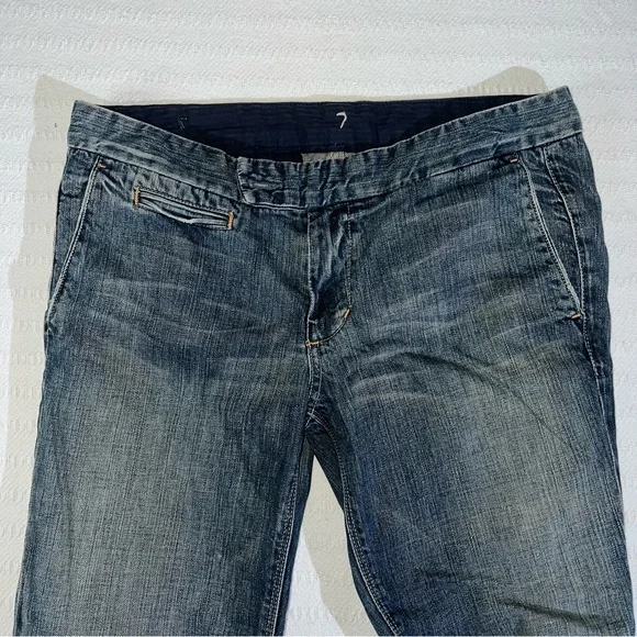 Vintage Seven 7 For All Mankind Jeans Sz 31 Blue Bootcut Flare Faded Made In USA - Picture 3 of 11
